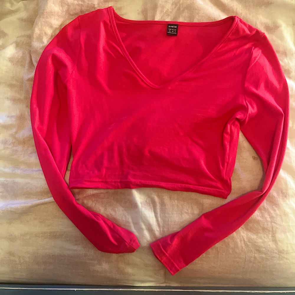 H&M Red Crop Wrap Blouse